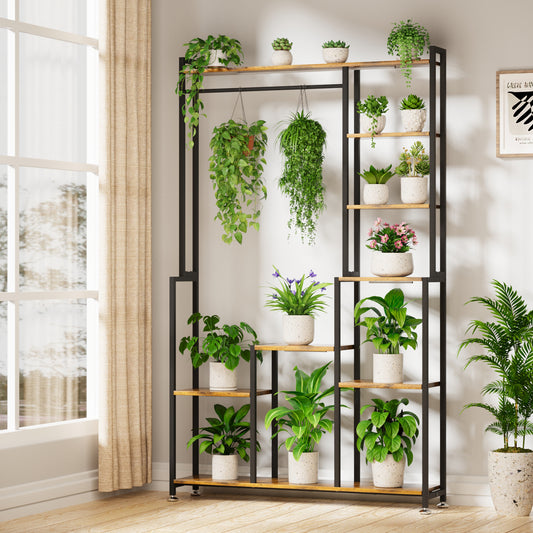 BECOKOME Plant Stand Indoor with Grow Lights, 71" Tall 6-Tier Large Plant Shelf, Corner Metal Display Rack - BECOKOME