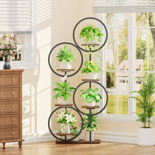 Plant Stand Indoor with Grow Lights, 6 Tiered 55" Metal Plant Stand with Lights for Indoor Plants - BECOKOME