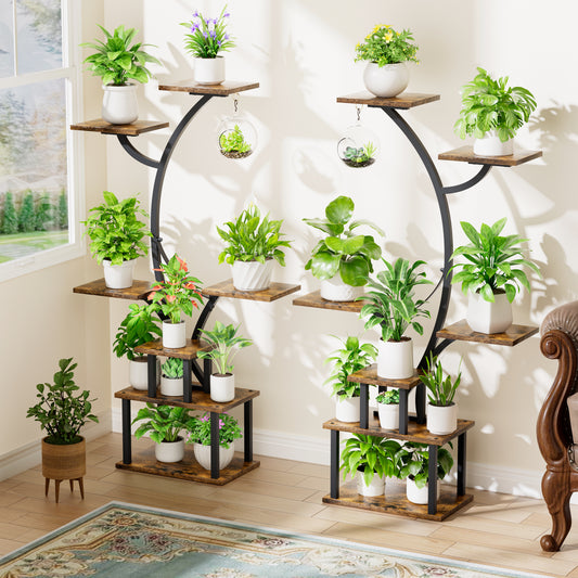 Plant Stand Indoor with Grow Light, 47" Corner Plant Stands for Indoor Plants Multiple, 7 Tiered Metal Plant Shelf Indoor Display Rack Holder, Flower Stand for Living Room, Balcony, Garden, Patio - BECOKOME