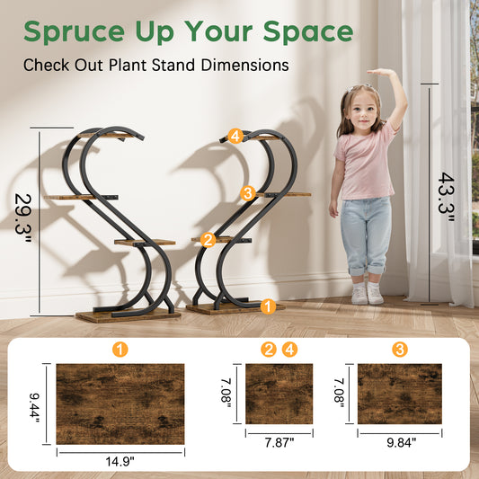 Plant Stand Indoor with Grow Light, 4 Tiered Metal Plant Shelf indoor, 29'' Plant Stands for Indoor Plants Multiple, Flower Stands for Indoor Plants Living Room, Patio, Balcony - BECOKOME