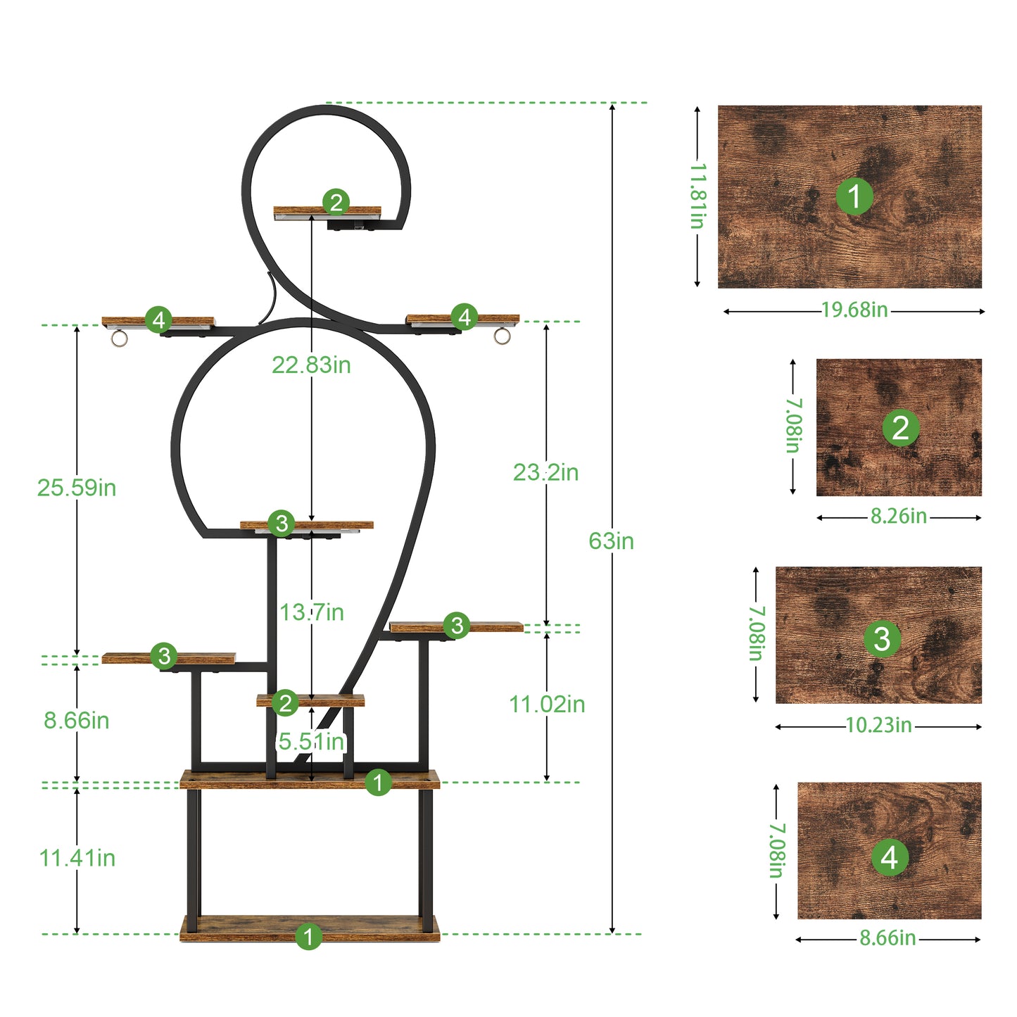 Plant Stand Indoor with Grow Light - 9 Tiered 63" Tall Indoor Plant Shelf for Multiple Plants, Large Plant Shelf with Grow Light, Lighted Plant Stand for Indoor Plants - BECOKOME