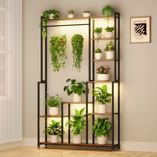 BECOKOME Plant Stand Indoor with Grow Lights, 71" Tall 6-Tier Large Plant Shelf, Corner Metal Display Rack - BECOKOME