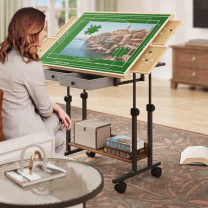 BECOKOME Puzzle Table with Drawers - 2000 Pieces Jigsaw Puzzles Table for Adults, Tilting Puzzle Board (2000 Pcs) - BECOKOME