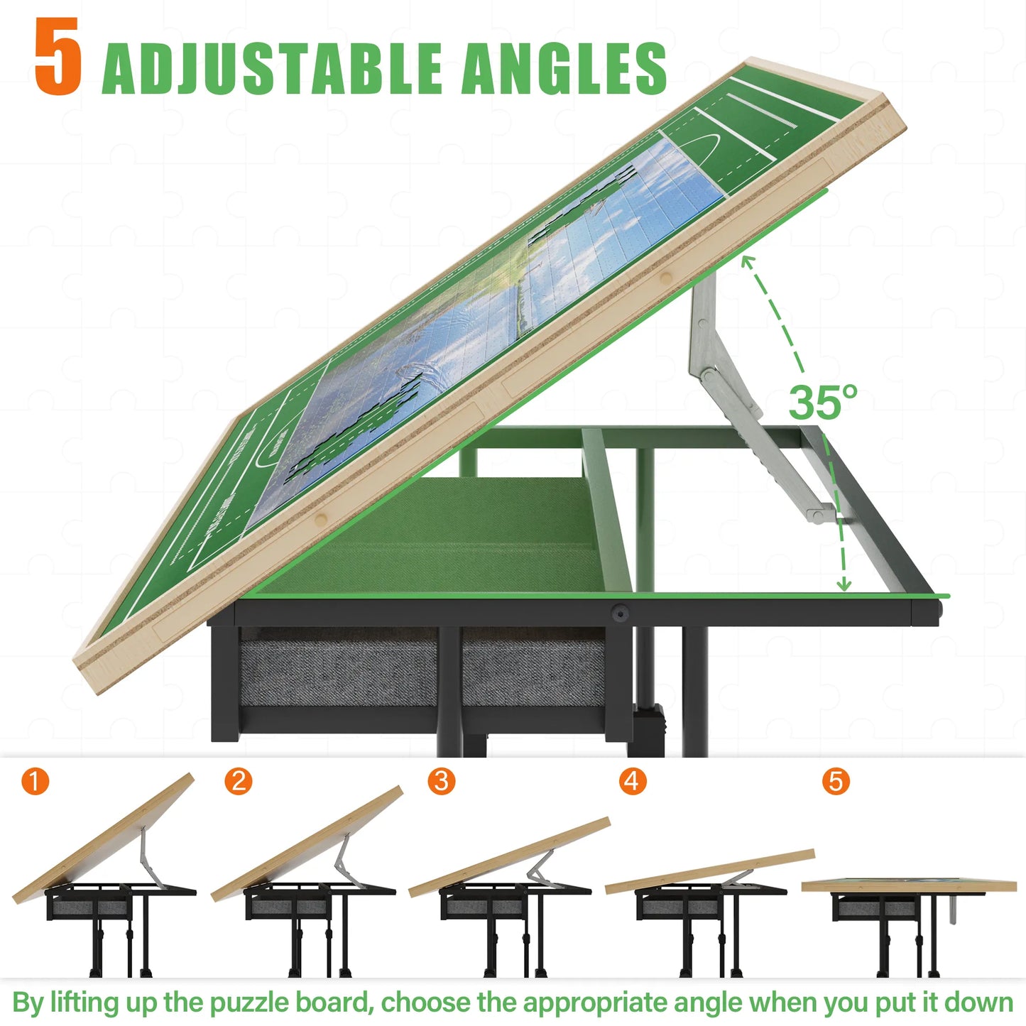 BECOKOME Puzzle Table with Drawers - 2000 Pieces Jigsaw Puzzles Table for Adults, Tilting Puzzle Board (2000 Pcs) - BECOKOME