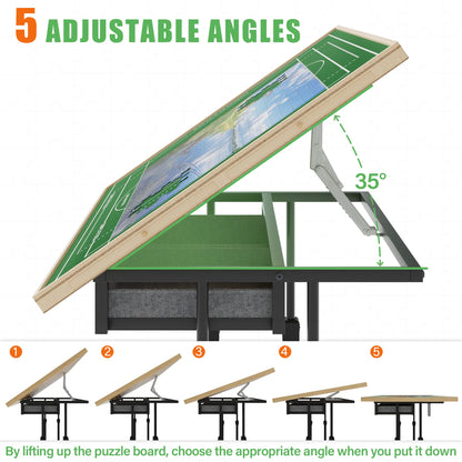 BECOKOME Puzzle Table with Drawers - 2000 Pieces Jigsaw Puzzles Table for Adults, Tilting Puzzle Board (2000 Pcs) - BECOKOME