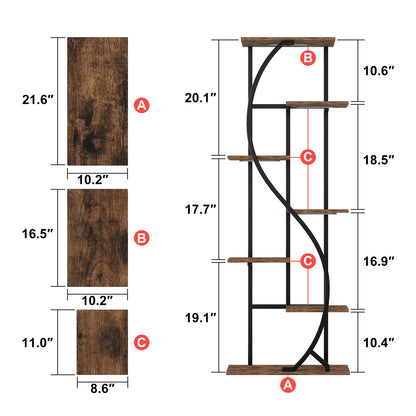59" Tall Plant Stand with Grow Light Indoor, 7 Tiered Metal Plant Shelf, S-Shaped Flower Display Stand, Corner Storage Shelf for Living Room, Patio, Balcony Decor - BECOKOME