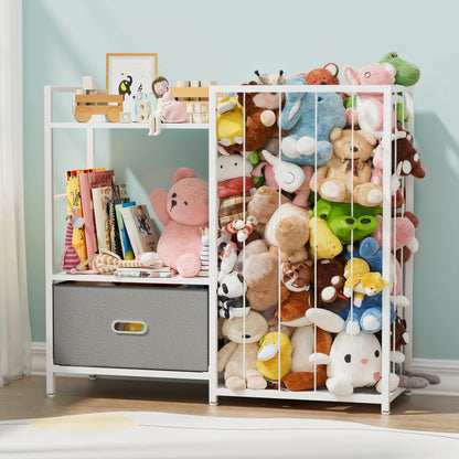 Kids Bookshelf and Storage Organizer - 3 Tier Book Shelf for Kid Rooms, Kids Bookcase with Box and Blackboard, Toddler Baby Childrens Bookshelf, for Bedroom Playroom Nursery Classroom (White) - BECOKOME