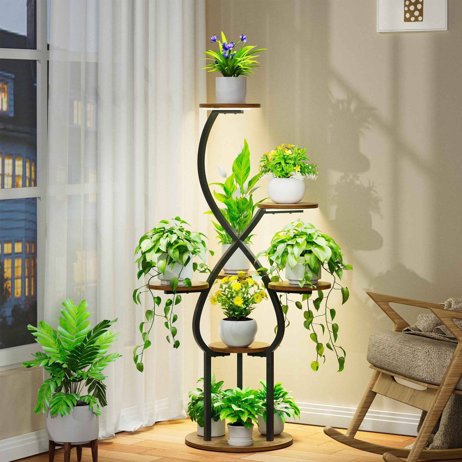 Plant Stand with Grow Lights, Indoor Tiered Plant Shelf