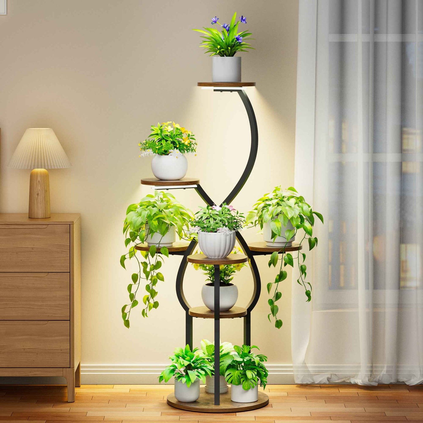 Plant Stand with Grow Lights, Indoor Tiered Plant Shelf