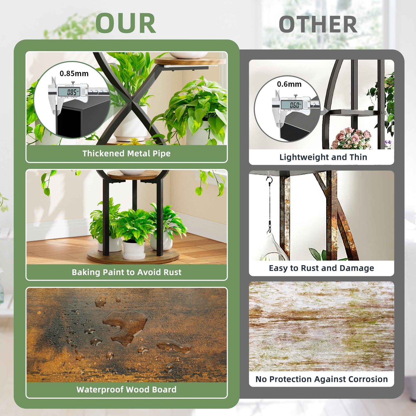 Plant Stand with Grow Lights, Indoor Tiered Plant Shelf