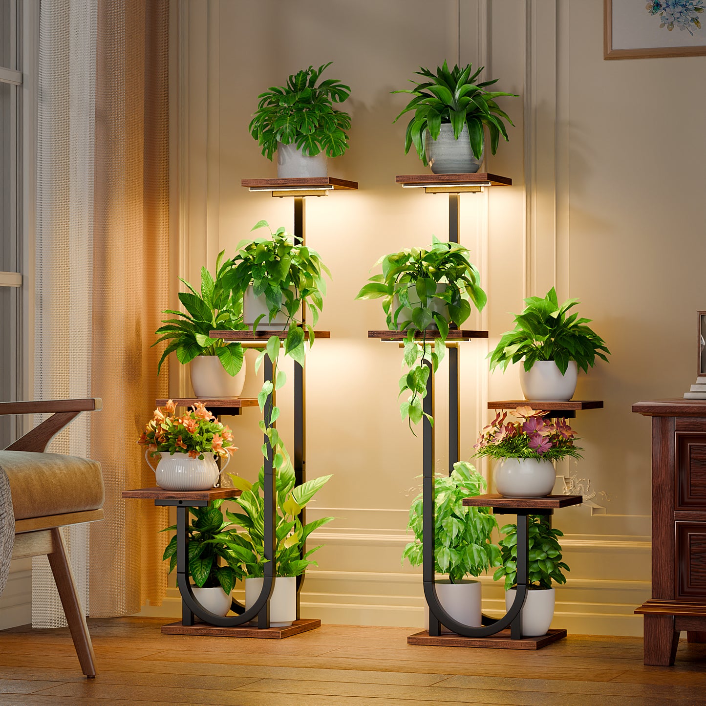 Plant Stand with Grow Lights, Indoor Tiered Plant Shelf - BECOKOME