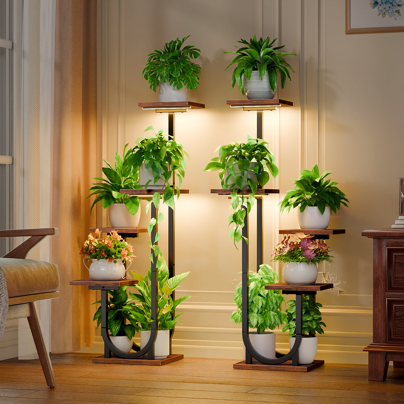 Plant Stand with Grow Lights, Indoor Tiered Plant Shelf - BECOKOME