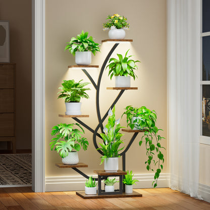 Plant Stand Indoor with Grow Lights, 50" Corner 8 Tiered Display Shelf - BECOKOME