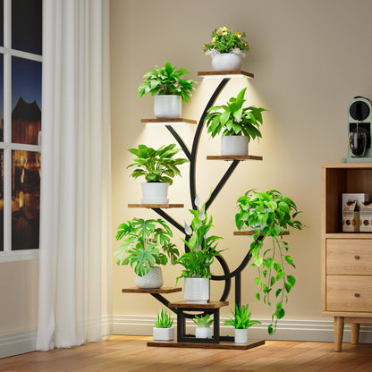 Plant Stand Indoor with Grow Lights, 50" Corner 8 Tiered Display Shelf - BECOKOME