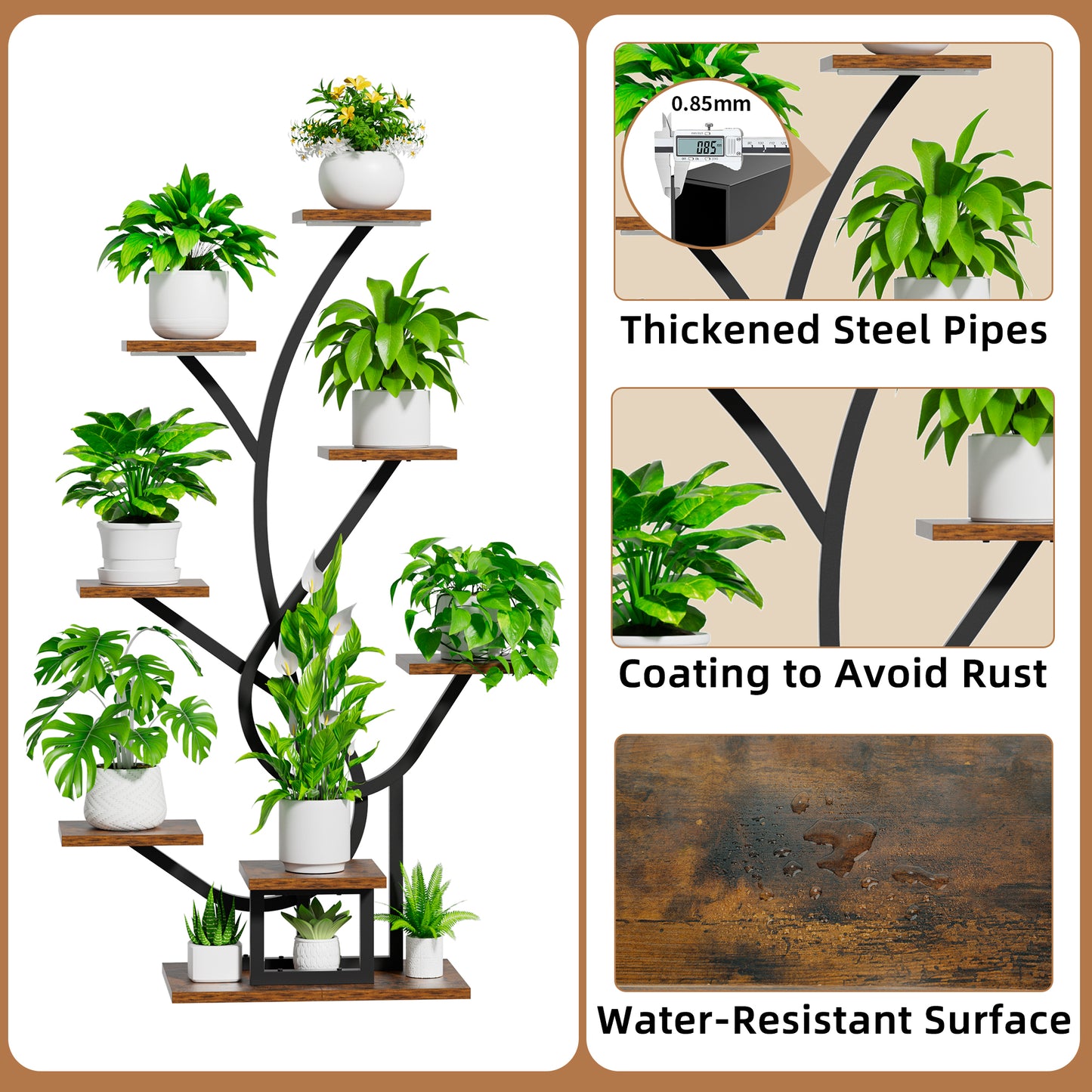 Plant Stand Indoor with Grow Lights, 50" Corner 8 Tiered Display Shelf - BECOKOME