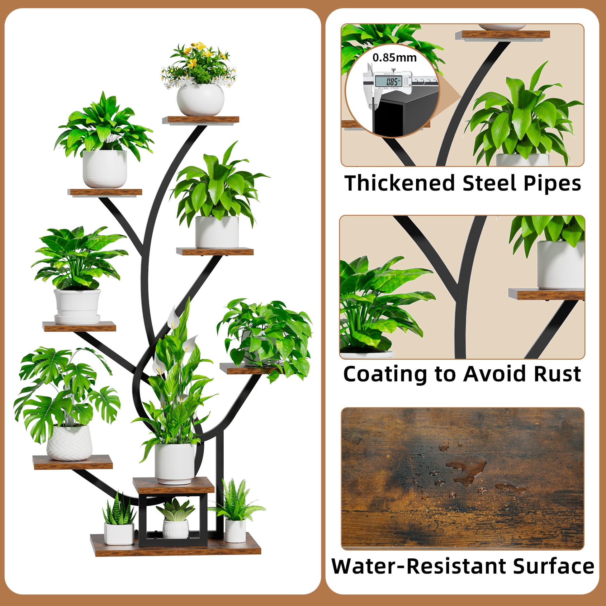 Plant Stand Indoor with Grow Lights, 50" Corner 8 Tiered Display Shelf - BECOKOME