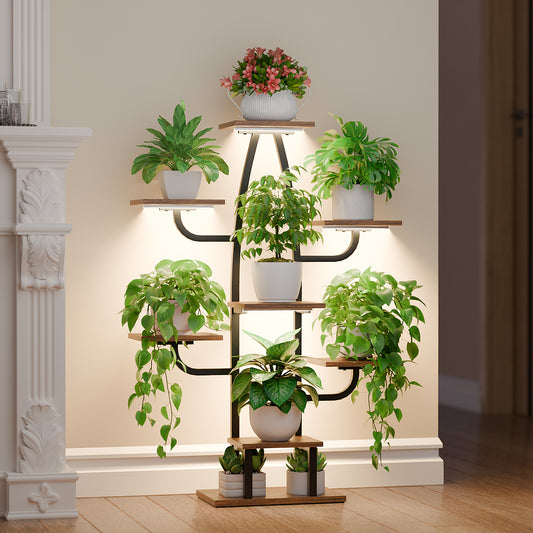 Plant Stand Indoor with Grow Light - 8 Tier Plant Stand Indoor, 43" Corner Plant Shelf with Multiple Tiers - BECOKOME