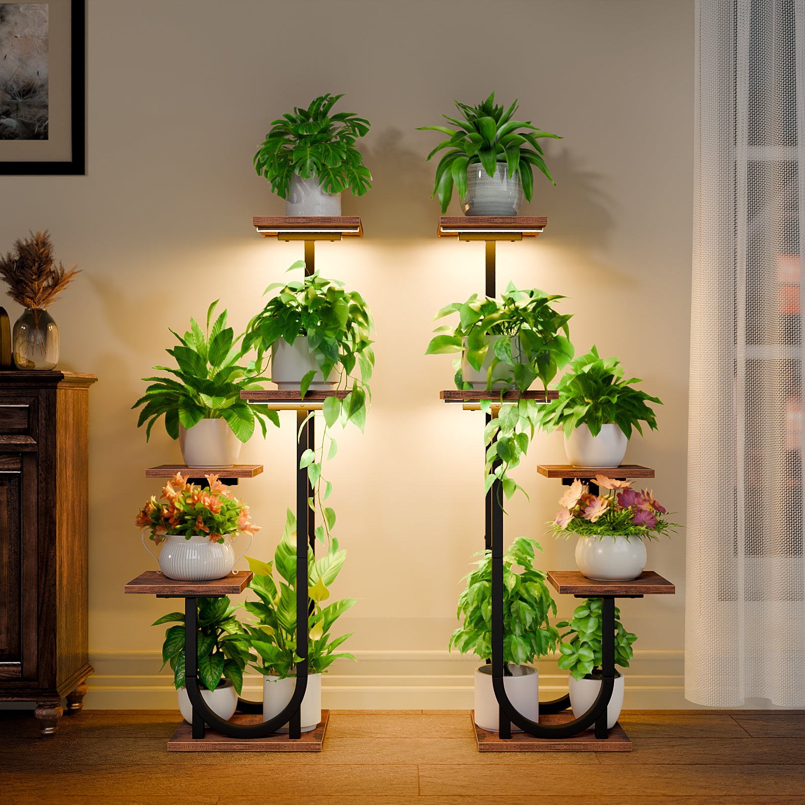 Plant Stand with Grow Lights, Indoor Tiered Plant Shelf - BECOKOME
