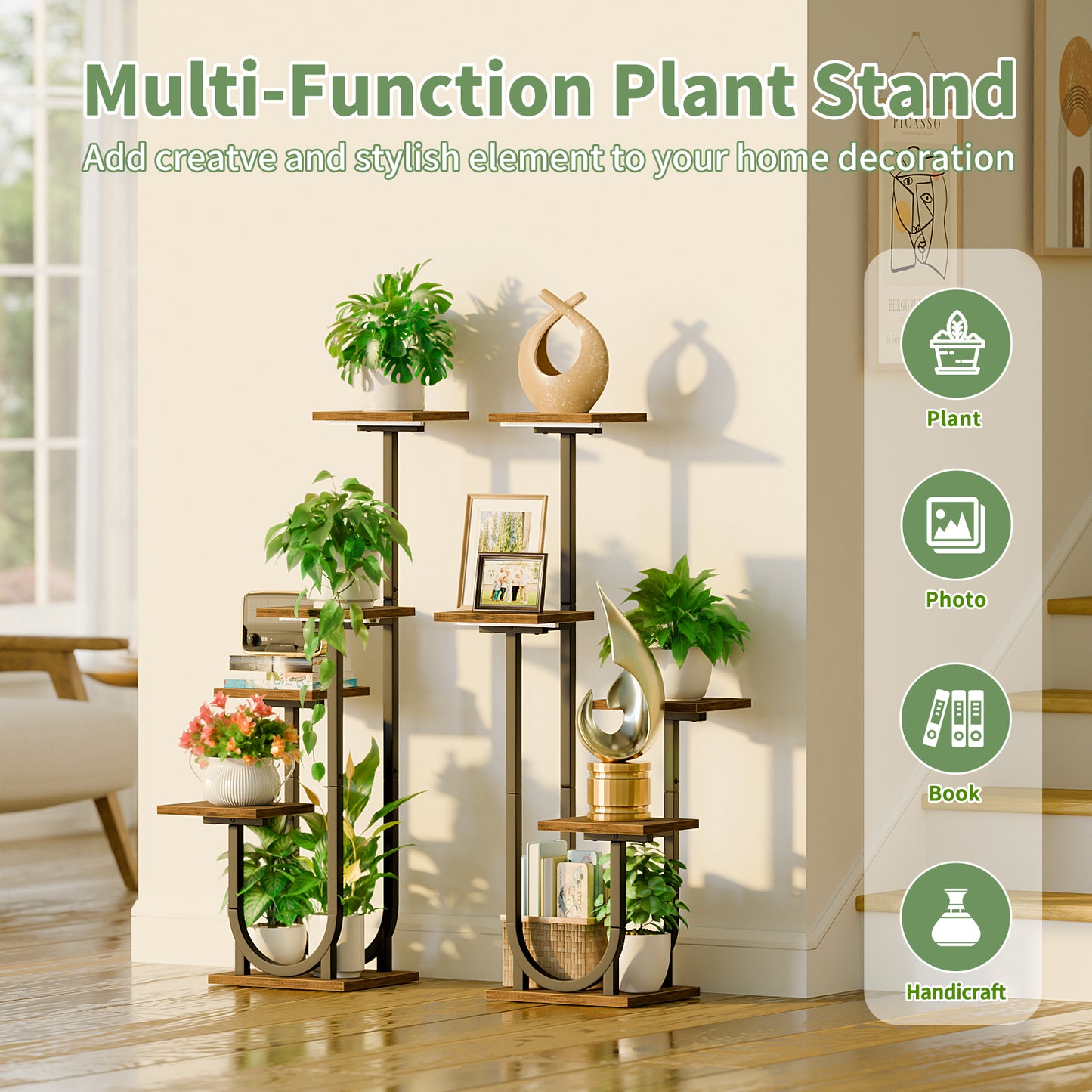 Plant Stand with Grow Lights, Indoor Tiered Plant Shelf - BECOKOME