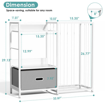 Kids Bookshelf and Storage Organizer - 3 Tier Book Shelf for Kid Rooms, Kids Bookcase with Box and Blackboard, Toddler Baby Childrens Bookshelf, for Bedroom Playroom Nursery Classroom (White) - BECOKOME