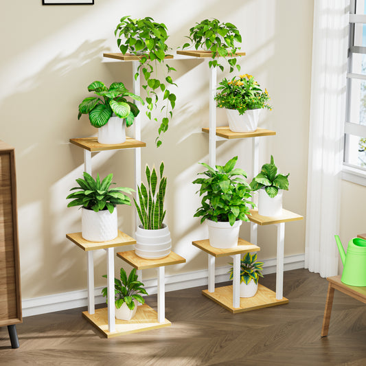 Plant Stand Indoor with Grow Light - 2 Pack Metal Plant Shelf for Indoor Plants Multiple, 5 Tiered Corner Plant Stand Shelves, Plant Rack Display Flower Holder for Living Room Patio Balcony Décor - BECOKOME