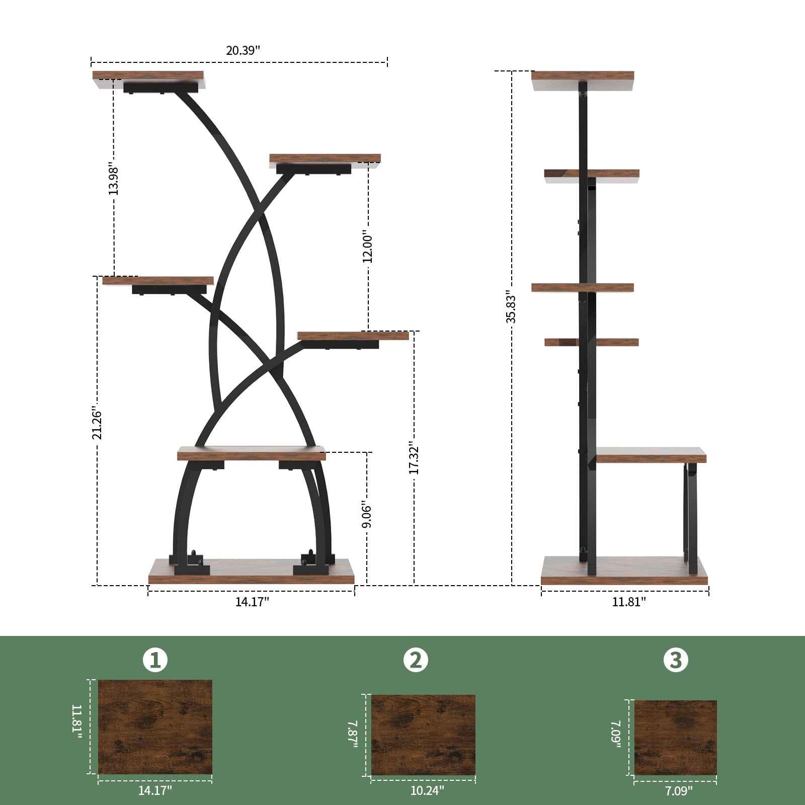 Plant Stand Indoor with Grow Lights - 6 Tiered Plant Shelf Indoor, 36“ Corner Plant Stands, Metal Curved Flower Holder Display Rack
