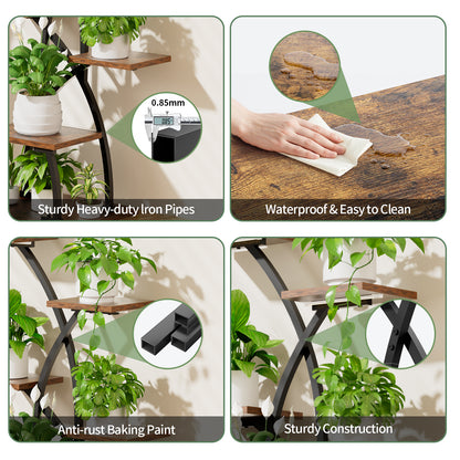 Plant Stand Indoor with Grow Lights - 6 Tiered Plant Shelf Indoor, 36“ Corner Plant Stands, Metal Curved Flower Holder Display Rack - BECOKOME