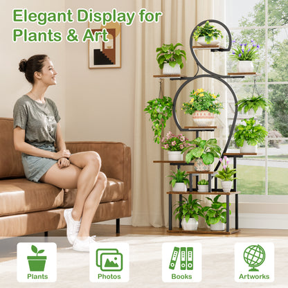 Plant Stand Indoor with Grow Light - 9 Tiered 63" Tall Indoor Plant Shelf for Multiple Plants, Large Plant Shelf with Grow Light, Lighted Plant Stand for Indoor Plants - BECOKOME