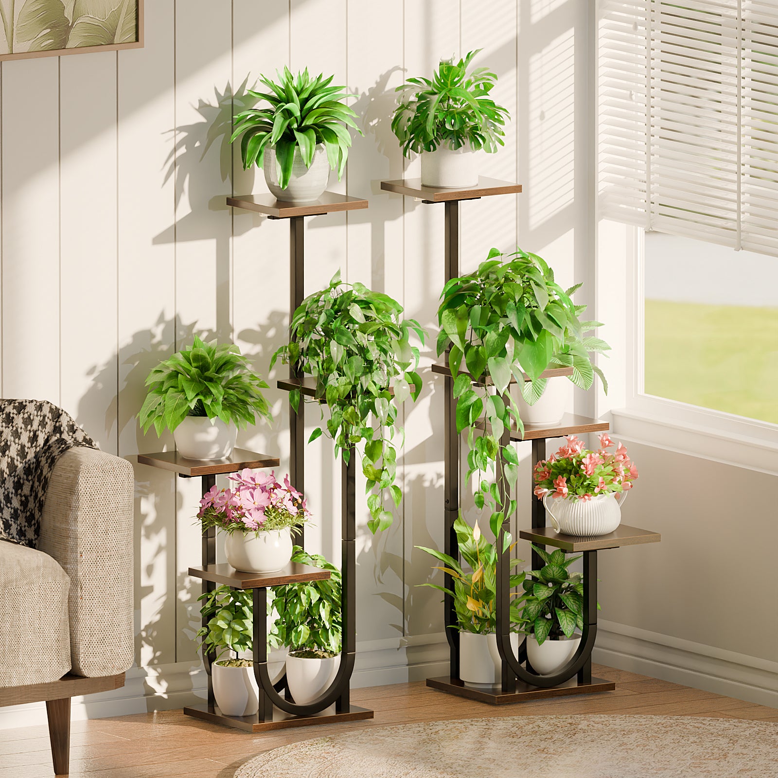 Plant Stand with Grow Lights, Indoor Tiered Plant Shelf - BECOKOME