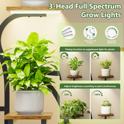Plant Stand Indoor with Grow Light, 47" Corner Plant Stand for Indoor Plants, 7 Tiered Tall Plant Shelf Indoor Flower Stand Plant Rack - BECOKOME