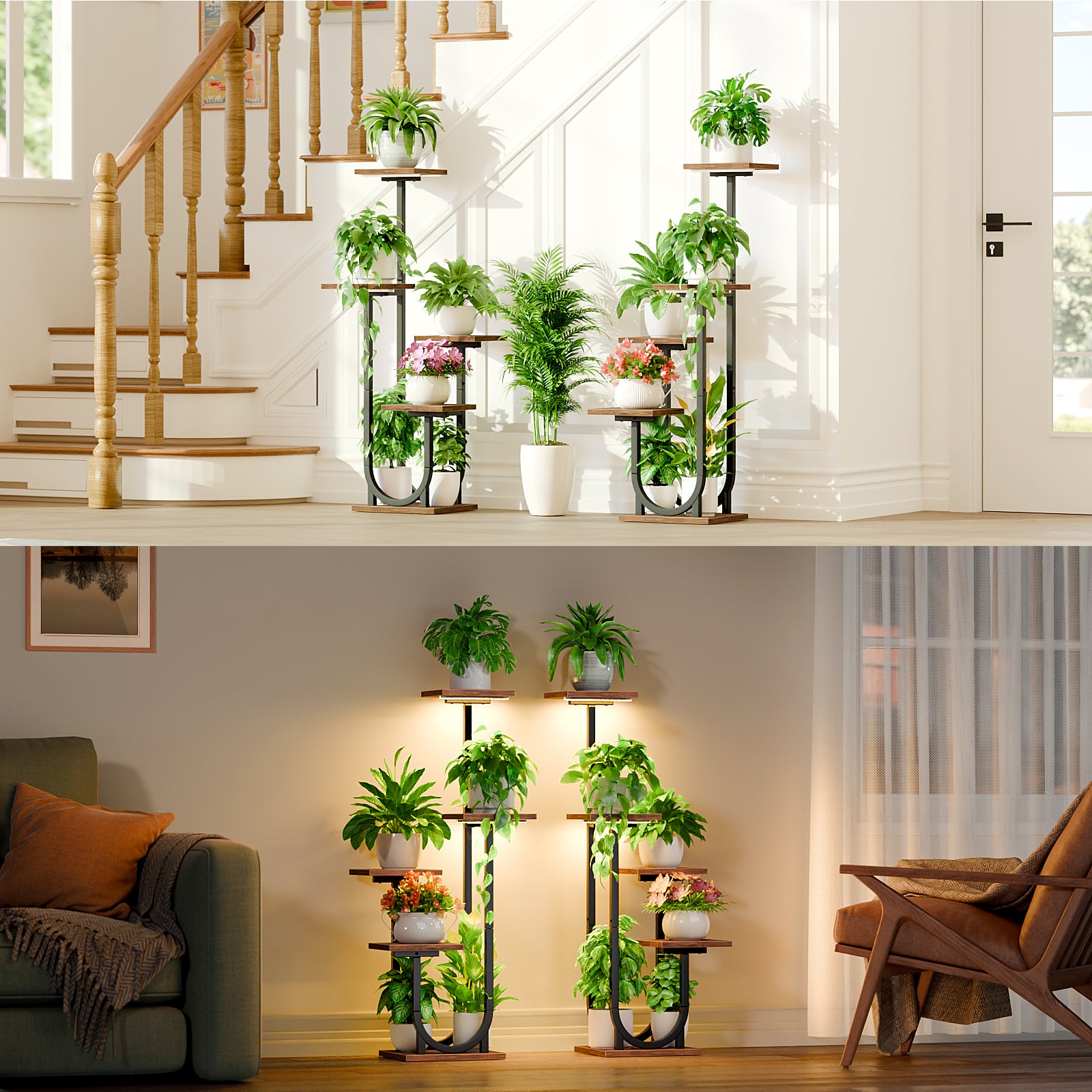 Plant Stand with Grow Lights, Indoor Tiered Plant Shelf - BECOKOME