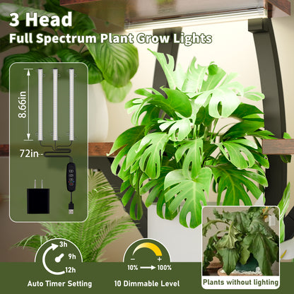 Plant Stand with Grow Lights, Indoor Tiered Plant Shelf - BECOKOME