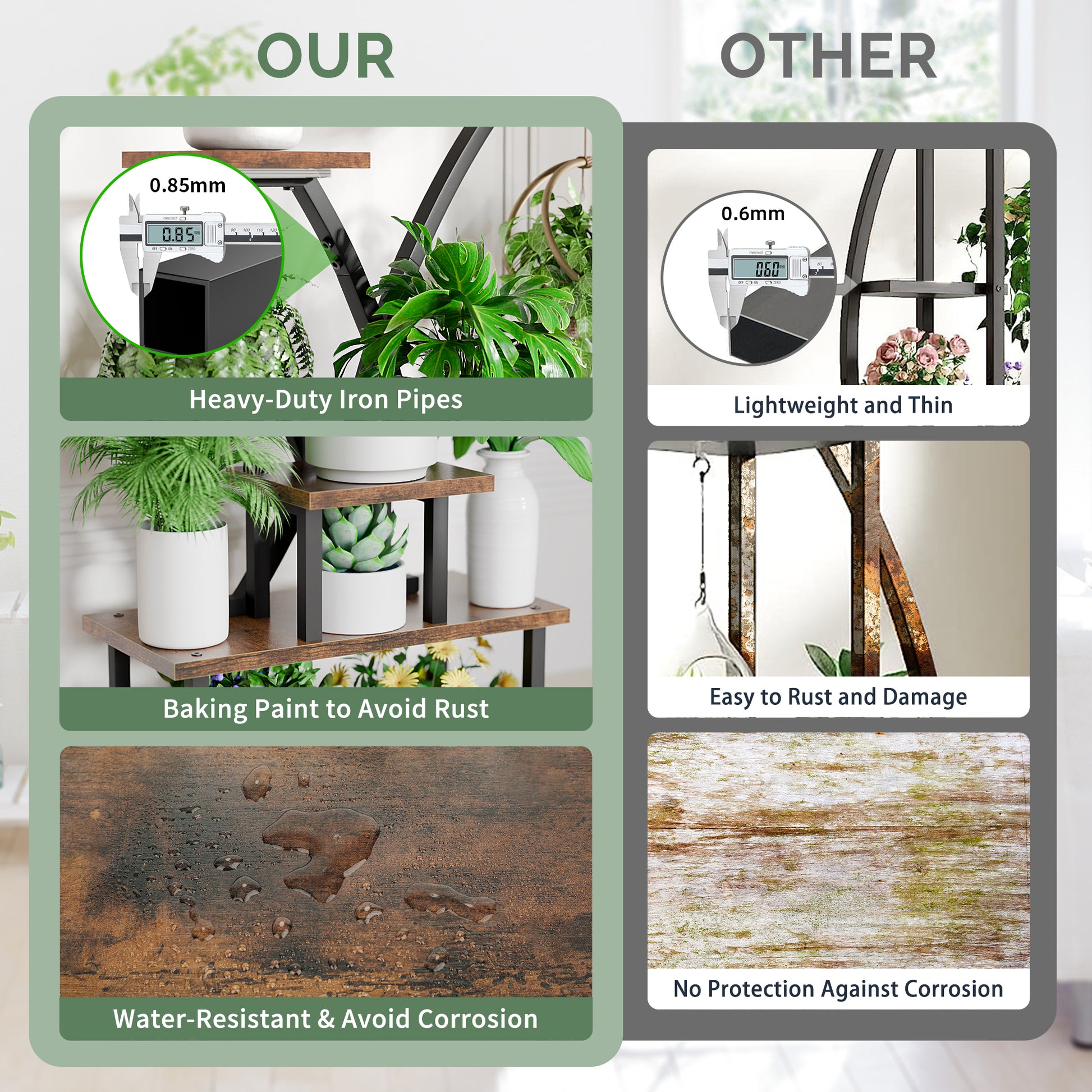 Plant Stand with Grow Lights, Indoor Tiered Plant Shelf - BECOKOME