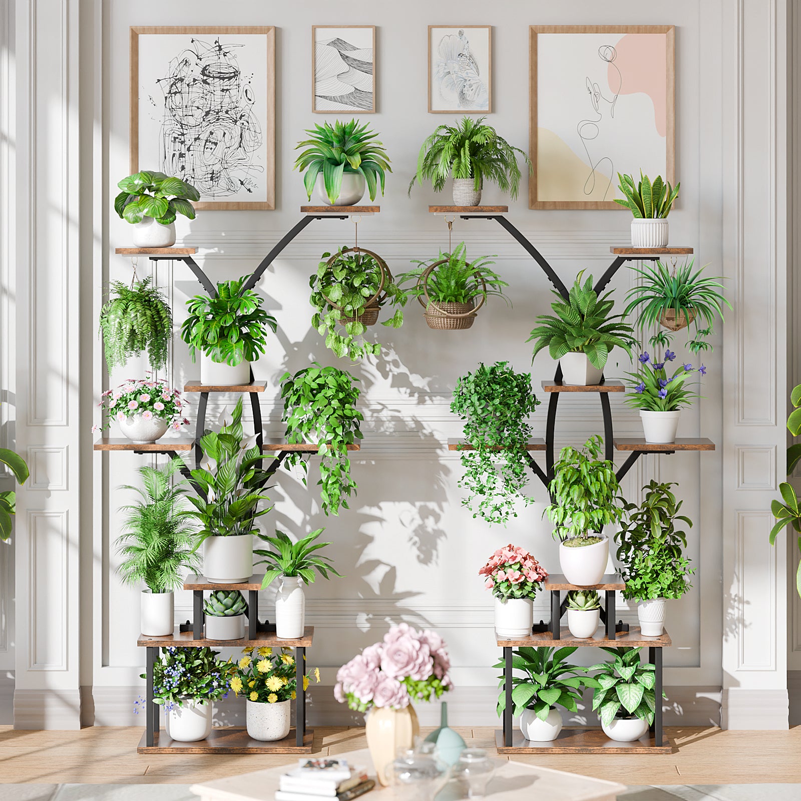 Plant Stand with Grow Lights, Indoor Tiered Plant Shelf - BECOKOME