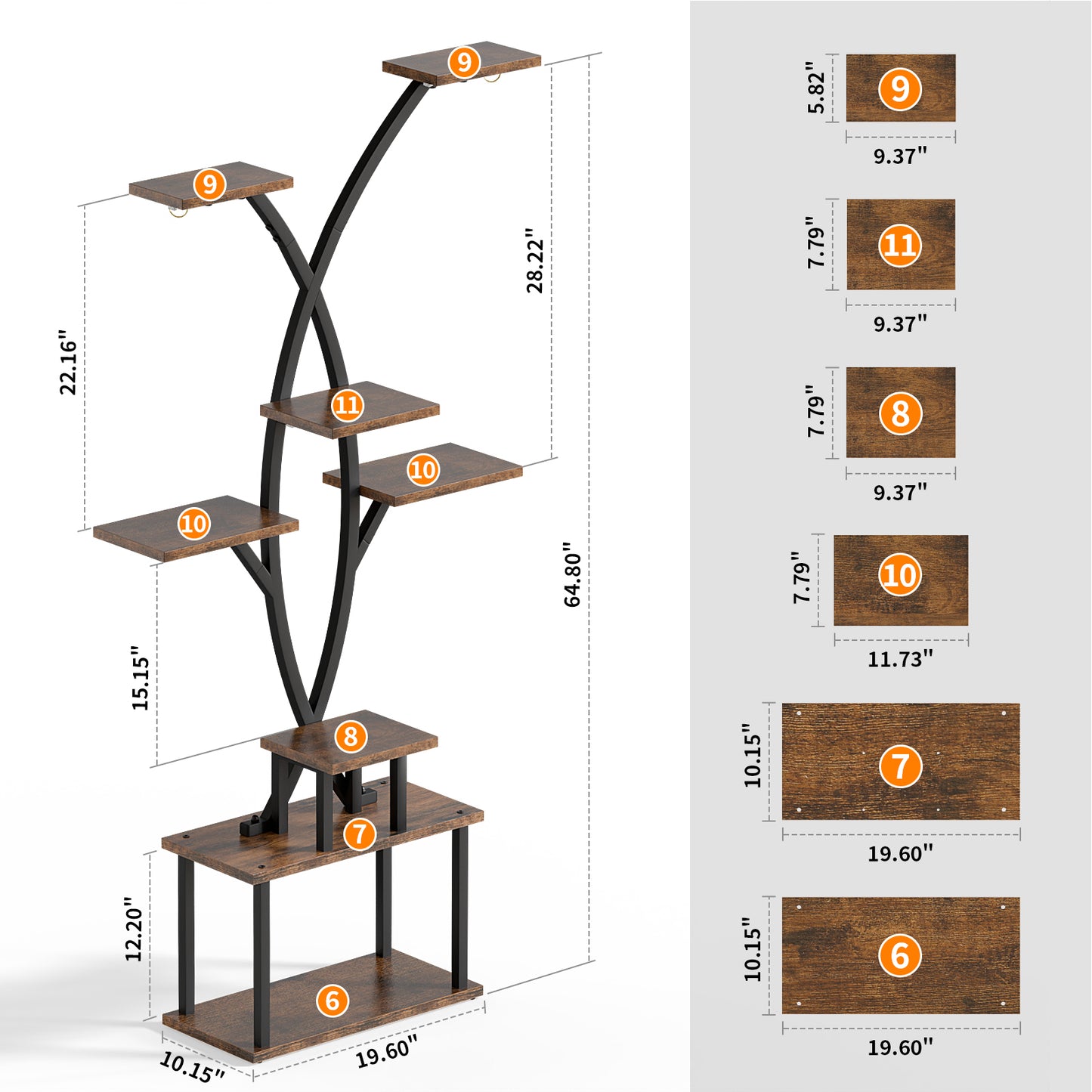 Plant Stand with Grow Lights, Indoor Tiered Plant Shelf - BECOKOME