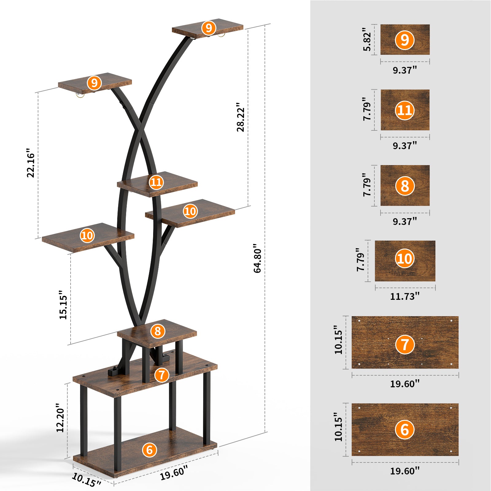 Plant Stand with Grow Lights, Indoor Tiered Plant Shelf - BECOKOME