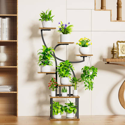 Plant Stand Indoor with Grow Light, 47" Corner Plant Stand for Indoor Plants, 7 Tiered Tall Plant Shelf Indoor Flower Stand Plant Rack - BECOKOME