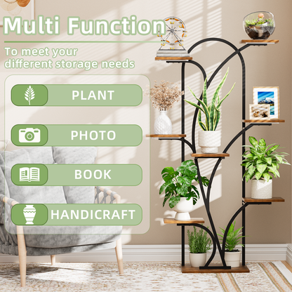 POZILAN Plant Stand Indoor with Grow Light, 55.6" Corner Plant Shelf Indoor, 8 Tiered Tall Plant Stands for Indoor Plants Display Rack Holder, Flower Stand for Balcony, Living Room, Patio - BECOKOME