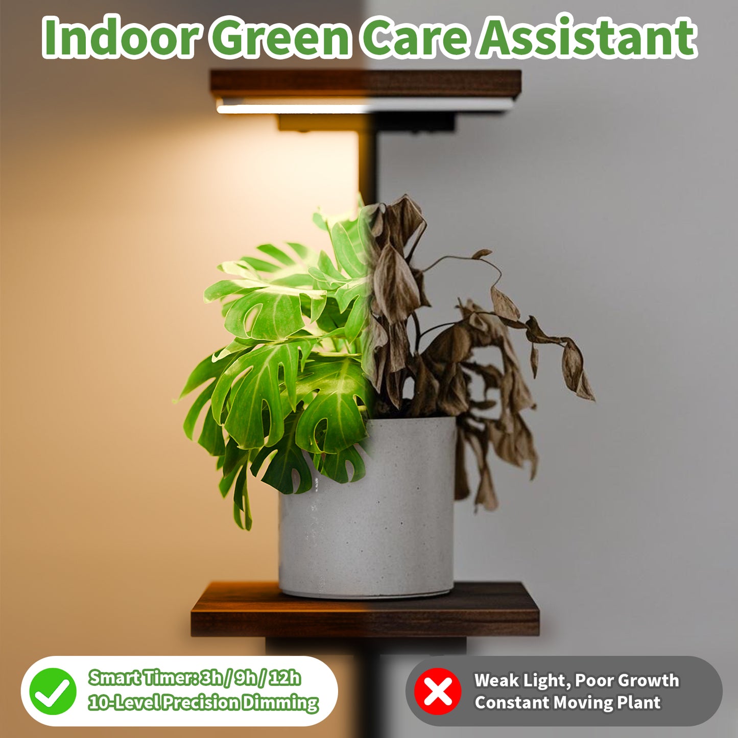 Plant Stand with Grow Lights, Indoor Tiered Plant Shelf - BECOKOME