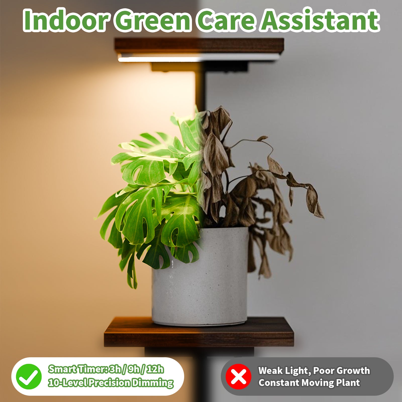 Plant Stand with Grow Lights, Indoor Tiered Plant Shelf - BECOKOME