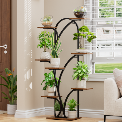 POZILAN Plant Stand Indoor with Grow Light, 55.6" Corner Plant Shelf Indoor, 8 Tiered Tall Plant Stands for Indoor Plants Display Rack Holder, Flower Stand for Balcony, Living Room, Patio - BECOKOME