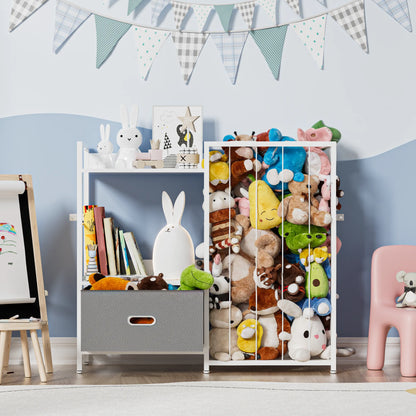 Kids Bookshelf and Storage Organizer - 3 Tier Book Shelf for Kid Rooms, Kids Bookcase with Box and Blackboard, Toddler Baby Childrens Bookshelf, for Bedroom Playroom Nursery Classroom (White) - BECOKOME