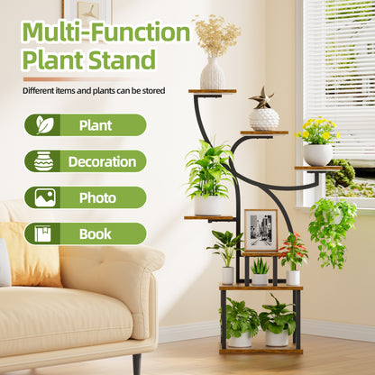 Plant Stand Indoor with Grow Light, 47" Corner Plant Stand for Indoor Plants, 7 Tiered Tall Plant Shelf Indoor Flower Stand Plant Rack - BECOKOME