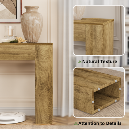 63" Long Console Table, Wood Entryway Table Behind The Couch, Rectangular Farmhouse Sofa Table with Heavy Duty Legs, Accent Furniture for Living Room, Entrance, Hallway, Foyer, Brown - BECOKOME
